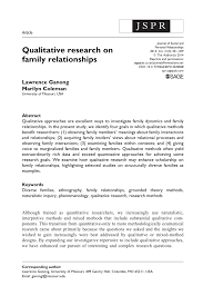 Pdf Qualitative Research On Family Relationships