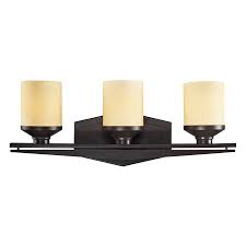 Metal ribbons wrap the fixtures for a feminine look. Westmore Lighting 3 Light Carlow Oiled Bronze And Pale Amber Glass Led Bathroom Vanity Light In The Vanity Lights Department At Lowes Com