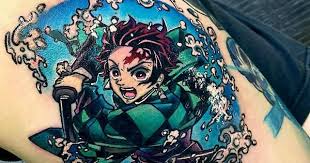Kimetsunoyaiba Updated Tanjiro Tattoo Now In Full Color Anime Anime Tattoos Tattoos Wolf Tattoo Design