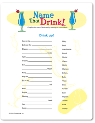 Printable Name That Drink Ladies Kitty Party Games Bachelorette Party Games Ladies Night Party Themes