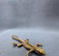 Chinese Copper Rebirth and Good Luck Lizard Sculpture, Office or Tea Room  Decorative Piece