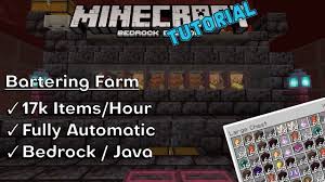 Minecraft Bedrock Piglin Bartering Farm 27k Items Minute 1 16 Nether Update Tutorial Youtube