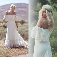 Discountnew Bohemian Wedding Dresses Casual Boho Bridal Gowns A Line Sheath Off The Shoulder Lace Brides Wear Court Train Portrait From Weddingfactory 139 70 Casual Lace Wedding Dress Casual Wedding Dress