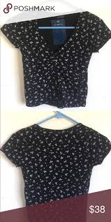 Black And White Brandy Price Brandy Melville Black Floral Gina Top Brandy Melville Black Floral Tops