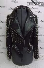 Genuine Leather Short Jackets With Studs Spikes Etsy In 2021 Studded Leather Jacket Leather Shorts Leather Jackets Women
