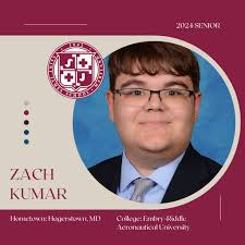 Celebrating the Class of 2024: Congratulations to Zach and Larissa! ~~~~~~  Zach Kumar (Hagerstown, MD) Enjoyed most about SJS: Hanging out with  friends in Kemp over the weekend. Favorite memory: Managing soccer