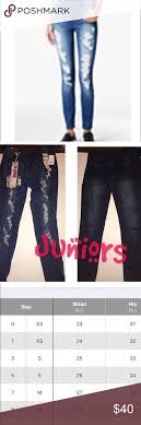 Juniors Jeans Distressed Skinny Jeans Size Chart Attached