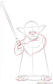 How To Draw Yoda With Lightsaber Step By Step Drawing Tutorials For Kids And Beginners Yoda Drawing Drawing Tutorial Drawings