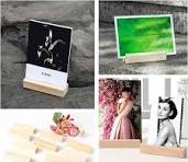 BSCI FSC Handmade Wooden Menu Sign Holder Block Photo Stand Pine Wood Base  Table Number Holder