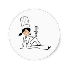 Women S Chef Sticker With Cute Illustration Zazzle Com Kitchen Logo Cartoon Chef Chef Logo