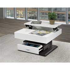 Modern white linen clad coffee table. Brassex 29 5 In X 29 5 In X 17 7 In White And Grey Rotating Square Lift Top Coffee Table With Storage Drawer 226 02 Rona