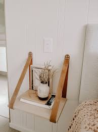 Biscuit Suede Strap Side Table Nordic Minimalist Room Leather Strap Shelves Minimalist Bedroom