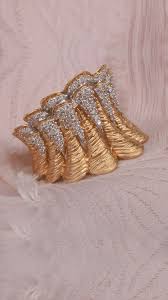 Azva 18k Gold Ring With Diamonds Gold Bangles Design Gold Rings Gold