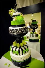 Black And Green Wedding Cake Five Tier Tall Wedding Cake Damask And Lime Green By Rose Marcellino Black Wedding Cakes Ivory Wedding Cake Tall Wedding Cakes