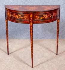Commodes and chests of drawers. Dutch Marquetry Demi Lune Side Table 562914 Sellingantiques Co Uk