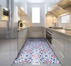 Patchwork tiles are a fun new twist on the mosaic trend. Light Blue Tile Pattern Kitchen Floor Tiles Tenstickers