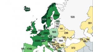 Karta europe jasno prikazuje sve europske države, a na karti je označena hrvatska kako bi se. Mapa Evrope Po Prosjecnoj Neto Placi Bih Pri Dnu
