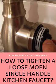 Before tightening everything down completely, have someone help you make sure the faucet is lined up properly behind the sink. How To Tighten A Loose Moen Single Handle Kitchen Faucet Kitchen Faucet Single Handle Kitchen Faucet Kitchen Handles