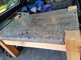 This Table Is Made Of A 2 Thick Concrete Top With Embedded Glass The Top Was Polished To Expose The Glas Concrete Table Concrete Table Top Concrete Furniture