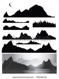 Silhouettes Of Mountain For Design All Elements Of Rocks And Forest Are Seamless By Rvika Via Shutte Mountain Designs Landscape Silhouette Silhouette Vector