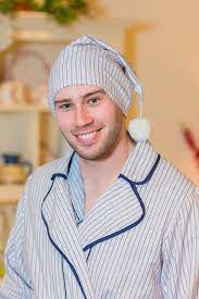 Nightcap Irish Country Flannel Mens Sf3 Navy Cream Red Stripe Shopirish Collarless Flannelnightgowns Irishs Night Cap Well Dressed Men Flannel Nightgown