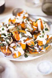 Roasted Pumpkin With Chilli Yoghurt And Coriander Sauce Recipe Drizzle And Dip Recipe Roasted Pumpkin Recipes Roast Pumpkin Ottolenghi Recipes