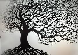 Black And White Mural Portrait Tree Murals Tree Mural Murals Mural Of Tree Silhouette In Urban Loft Hand Metal Tree Wall Art Tree Mural Tree Silhouette