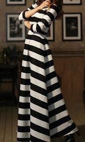 Black 3 4 Sleeve Maxi Dress Latest Fashion Trends Women S Fashion 3 4 Sleeves On Striped Maxi Dress Maxi Dress Striped Maxi Dresses Modest Maxi Dress