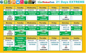 Excel Workout Tool For 21 Day Fix Extreme