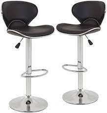 Buy top selling products like lumisource® fuji velvet upholstered counter stools (set of 2) and lumisource® grotto faux leather upholstered bar stools in light grey/black (set of 2). Amazon Com Set Of 2 Bar Stools Counter Height Adjustable Bar Chairs With Back Barstools Pu Leather Swivel Bar Stool Kitchen Counter Stools Dining Chairs Black Furniture Decor