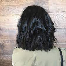 Shiny Black Wavy Lob Short Dark Hair Hair Inspiration Hair Styles