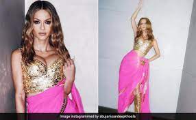 There Are Celebrity Ethnic Looks And Then There Is Natasha Poonawalla In An  Abu Jani - Sandeep Khosla Sequin Saree With Gold Boots