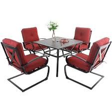 Maybe you would like to learn more about one of these? 5pc Patio Dining Set With Square Table 4 Metal Spring Motion Chairs Red Captiva Designs Target