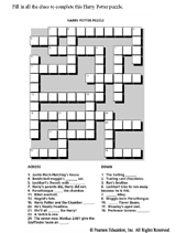 Freebie physical science crossword with answer key correlates. Harry Potter Crossword Puzzle Printable Familyeducation