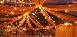 Ceiling Swag Lights And Draped Fabric Ceiling Swag Marquee Decoration Outdoor Wedding Inspiration