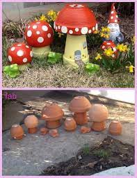 Diy Clay Pot Mushroom Toadstool Tutorialsv Garden Crafts Clay Pot Projects Fairy Garden Diy