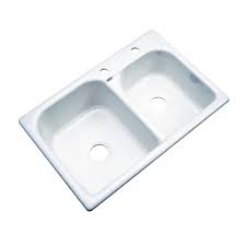 Huge selection and free s/h offers! Thermocast Cambridge Drop In Acrylic 33 In 2 Hole Double Bowl Kitchen Sink In White 45200 The Home Depot
