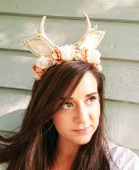Cream and Pink Deer Headband Deer Headband Deer Costume Adult Deer Headband  Kid's Deer Headband Deer Antlers Fawn Headband