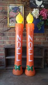 Vintage 37 Red Noel Christmas Blow Mold Candle Lighted Outdoor Christmas Candle Ret Christmas Yard Decorations Christmas Candle Decorations Outdoor Christmas