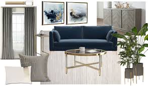 Black And Gold Couch Modern Glam Living Room Moodboard In 2020 Modern Glam Living Room Velvet Sofa Living Room Navy Living Room Decor