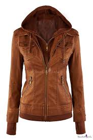 Womens Hooded Faux Leather Jacket Leather Jackets Women Faux Leather Jacket Women Faux Leather Motorcycle Jacket