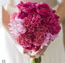 Pink Celosia Coxcomb Or Brain Flower With Garden Roses And Pale Pink Dahlias In This B Wedding Flower Arrangements Pink Bridal Bouquet Flower Bouquet Wedding