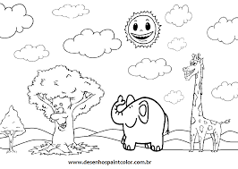 Desenho De Animais Em Meio A Floresta Para Imprimir E Colorir Desenho Para Criancas Pintarem Gratis Desenhos Para Colorir