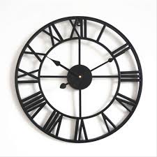 Hi, i am thinking of hanging an oversized clock on a bare dining room wall. Vintage Living Room Iron Wall Clock Nordic Decorative Clock Round Roman Silent Clocks Apply To Bars Hotel Family Dining Room Kitchen Office School Black 30cm Buy Online In Botswana At Botswana Desertcart Com Productid