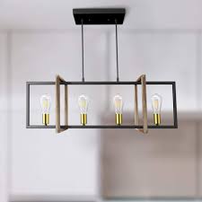 Whether you are looking for a modern chandelier, pendant light. Kitchen Island Light Fixture Bpmart Modern Pendant Lighting 4 Light Linear Chandelier Industrial Hanging Ceiling Light For Dining Room Black Wood E26 Blub Base Amazon Com