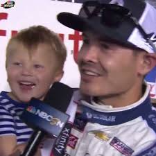 When Kyle Larson Racing wins, Owen wins., Look at that face! Can't you tell  he's a little excited to see his dad in victory lane? #BornNASCAR