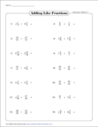 You may need to reduce or change an improper fraction to a mixed the trick is to turn a problem with different denominators into a much easier problem with the same denominator. Adding Mixed Numbers Worksheets