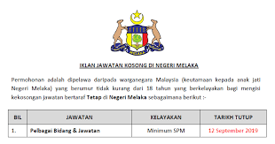 Kerja kosong 2019 | operator panasonic diperlukan. Jawatan Kosong Di Negeri Melaka Kelayakan Minimum Spm Jawatan Kosong Kerajaan Swasta Terkini Malaysia 2021 2022