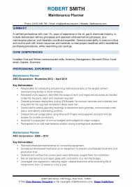 Maintenance Planner Resume Samples Qwikresume