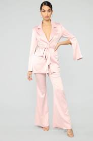 Black And Pink Suit Women Sassy Satin Suit Set Blush Blush Pants Fancy Outfits Suit Fashion
